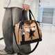 thumbnail image 4 of Bolso Unisex Ocio Bolsos Asa superior Diseño de estrellas Nylon Satchel Caqui, 4 of 8