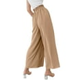 thumbnail image 4 of Qiylii Cotton Linen Pants for Women Loose Fit Wide Leg Palazzo Pants High Waisted Plus Size Flare Pants with Pockets, 4 of 5