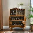 thumbnail image 6 of 31.5" Liquor Cabinet with Wine Glass Holder & Wine Rack &Adjustable Shelf, Wine Cabinet, Kitchen Coffee Bar Cabinet, Rustic Sideboard Buffet Cabinet with Storage for Home Farmhouse Dining Room(Brown), 6 of 12