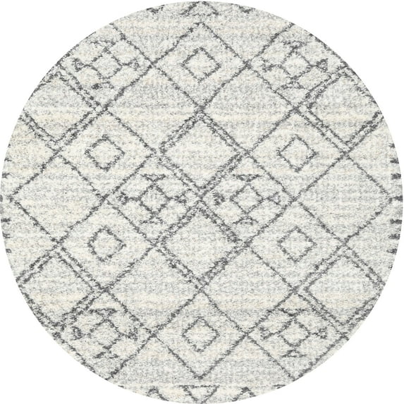 Ahgly Company Indoor Round Contemporary Off White Beige Solid Area Rugs, 3' Round
