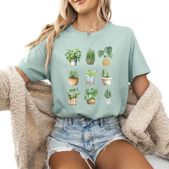 Verita Culture Nature Plants Gardening Pots Shirts for Women Plant Lover T Shirt Cute Gardener Tshirt Garden Graphic Tees Botanical Gardening Gifts Tops