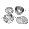 thumbnail image 1 of Olla de vapor de acero inoxidable con asas en ambos lados, olla de vapor gruesa de múltiples capas, olla para cocinar con tapa de vidrio templado de 3 niveles, 1 of 14