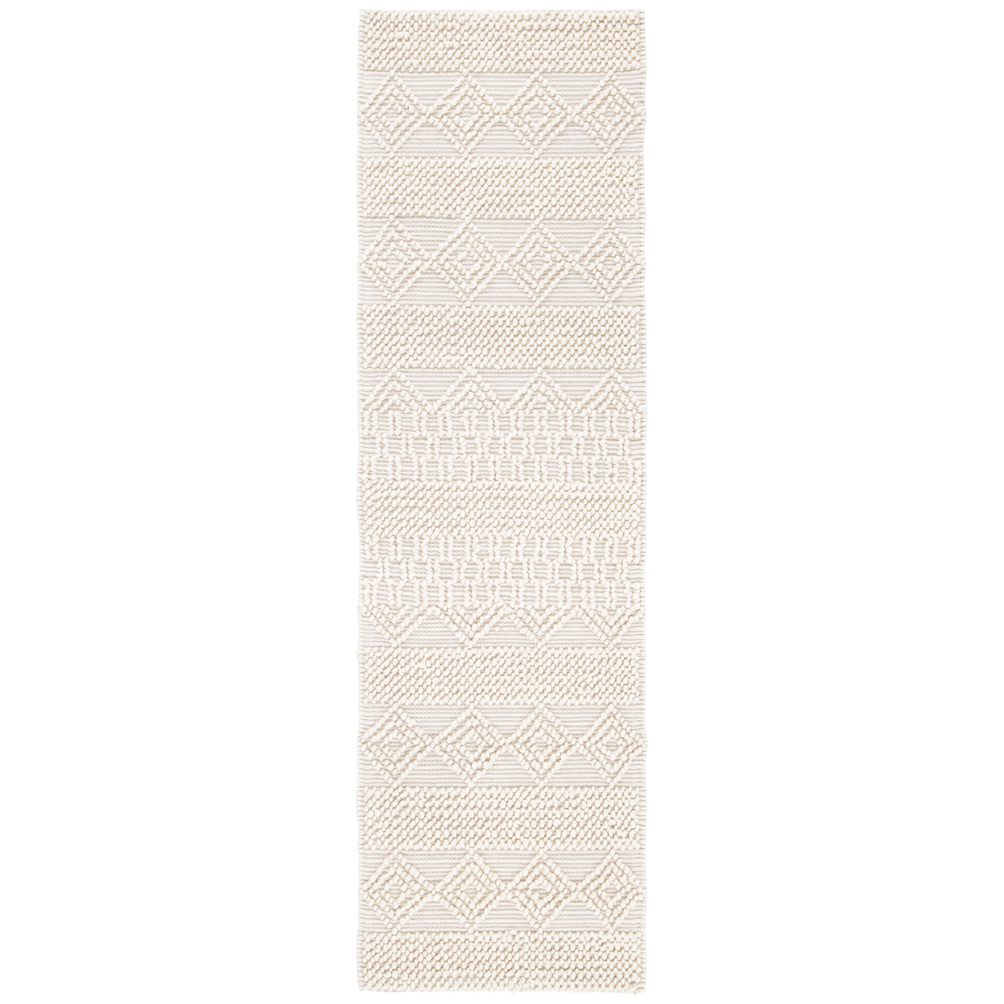 SAFAVIEH Natura Carly Geometric Braided Wool Runner Rug, Ivory, 2'3" x 8'