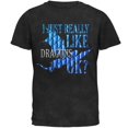 thumbnail image 1 of I Just Really Like Dragons Ok Scales Mens Soft T Shirt Charcoal Black Triblend MD, 1 of 1