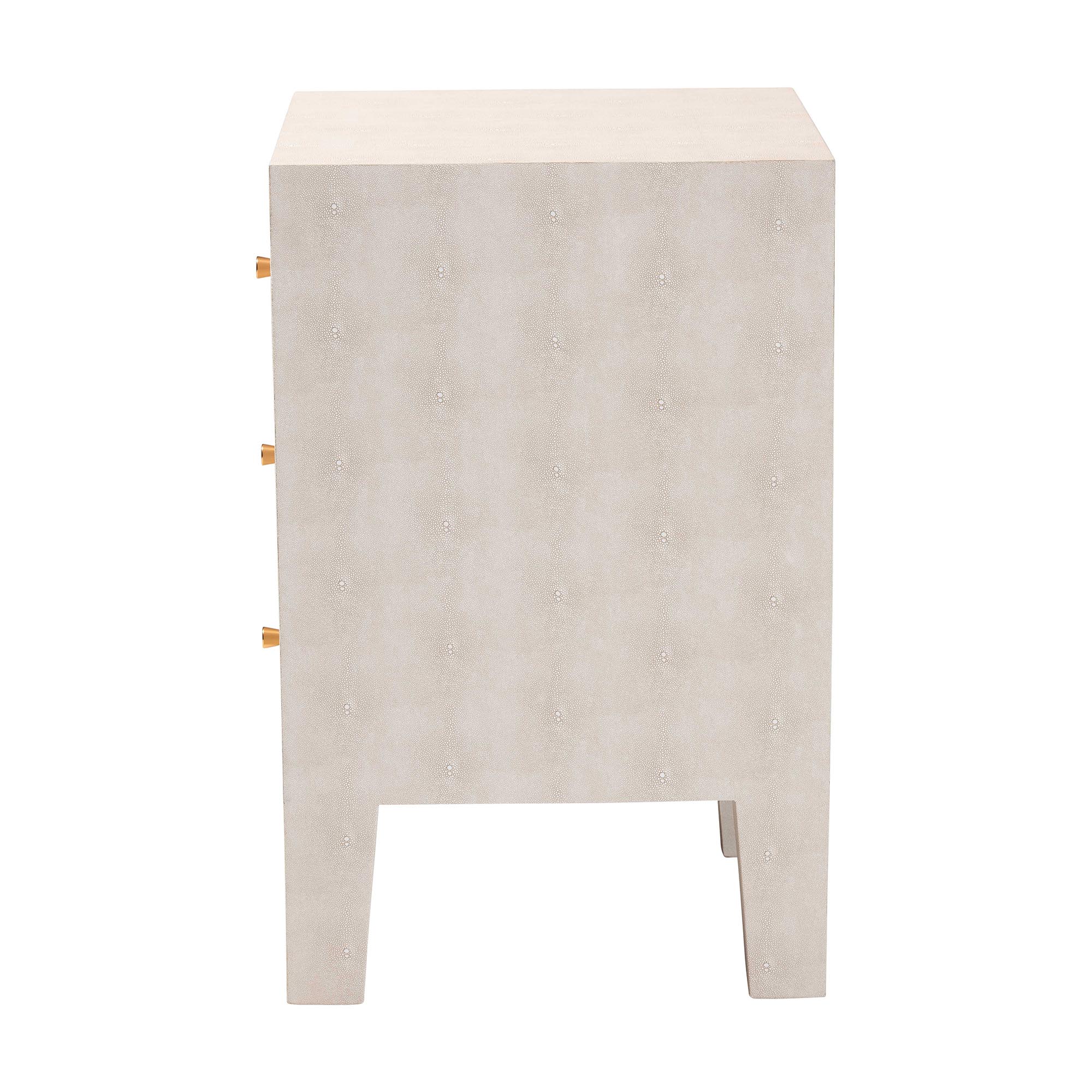 Baxton Studio Leyna Modern End Table, 3-Drawer, Brass