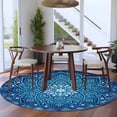thumbnail image 4 of 7ft Washable Round Rug, Abstract Art Non-Slip Circle Area Rug for Living Room Dining Room, Blue Gradient Floral 3D Geometric Stars Modern Indoor Floor Mat for Home Decor, 4 of 9