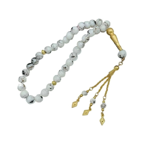 Necvior Sleek Black Glass Islamic Tasbih 33 Bead Rosary for Daily Prayer and Meditation