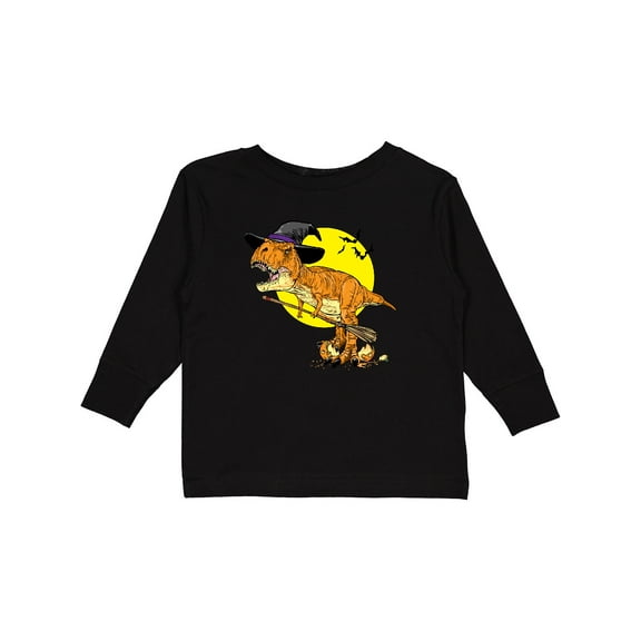 Inktastic Roaring Tyrannosaurus Rex Witch on Halloween Boys or Girls Long Sleeve Toddler T-Shirt