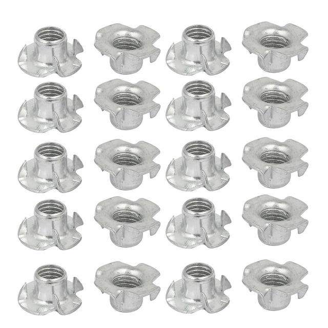Unique Bargains M10 Thread Dia Metal 4 Prongs Full Threaded T-Nut Tee Nuts Silver Tone 20pcs
