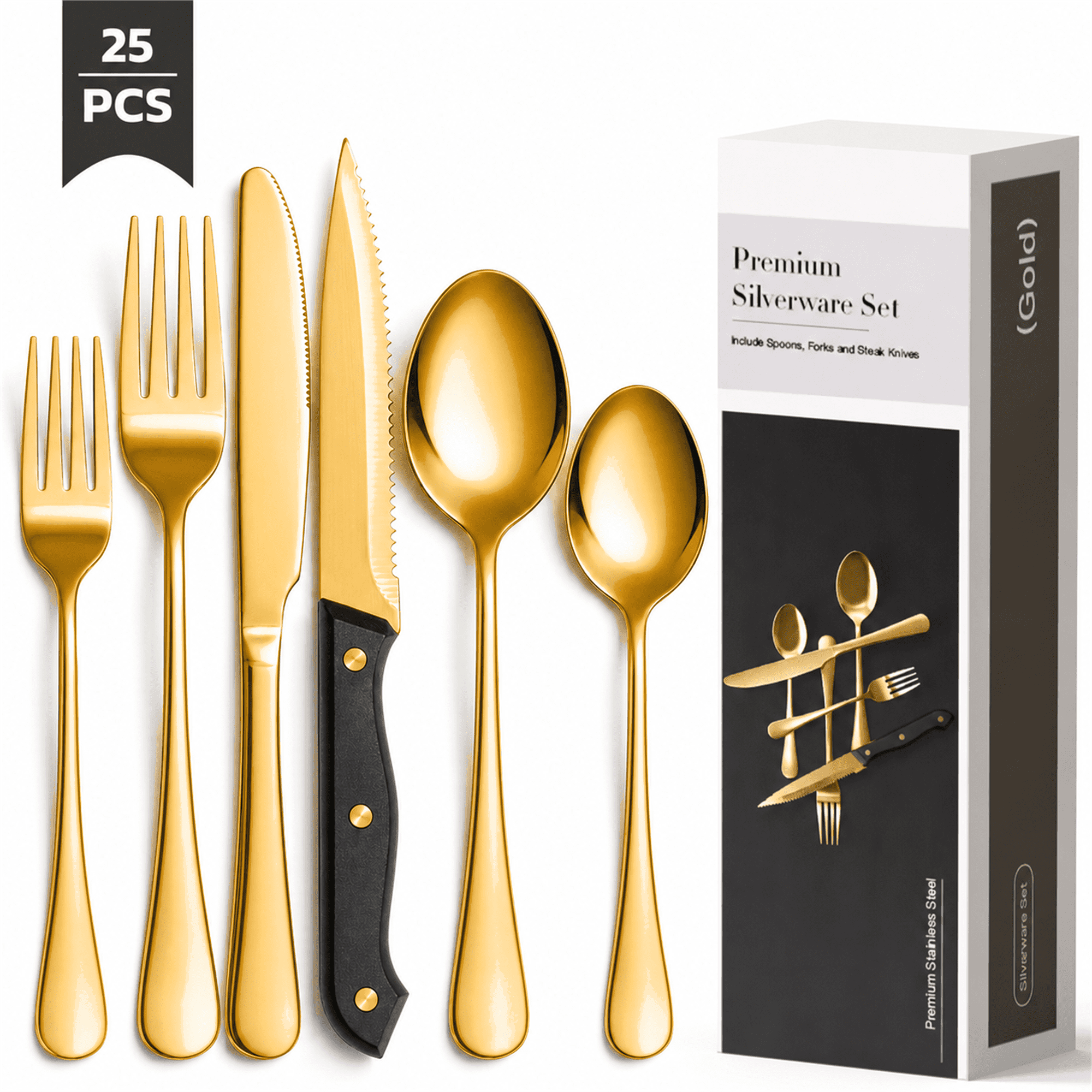 Kikcoin 42 Pcs Silverware Set for 8, Stainless Steel Flatware Set