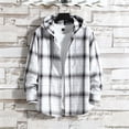 thumbnail image 2 of Breezora Men's Long Sleeve Shirt Plaid Flannel Casual Button Down Hooded Jacket Outdoor Hiking Camping Utility Shacket with Pockets XL Size Grey, 2 of 5
