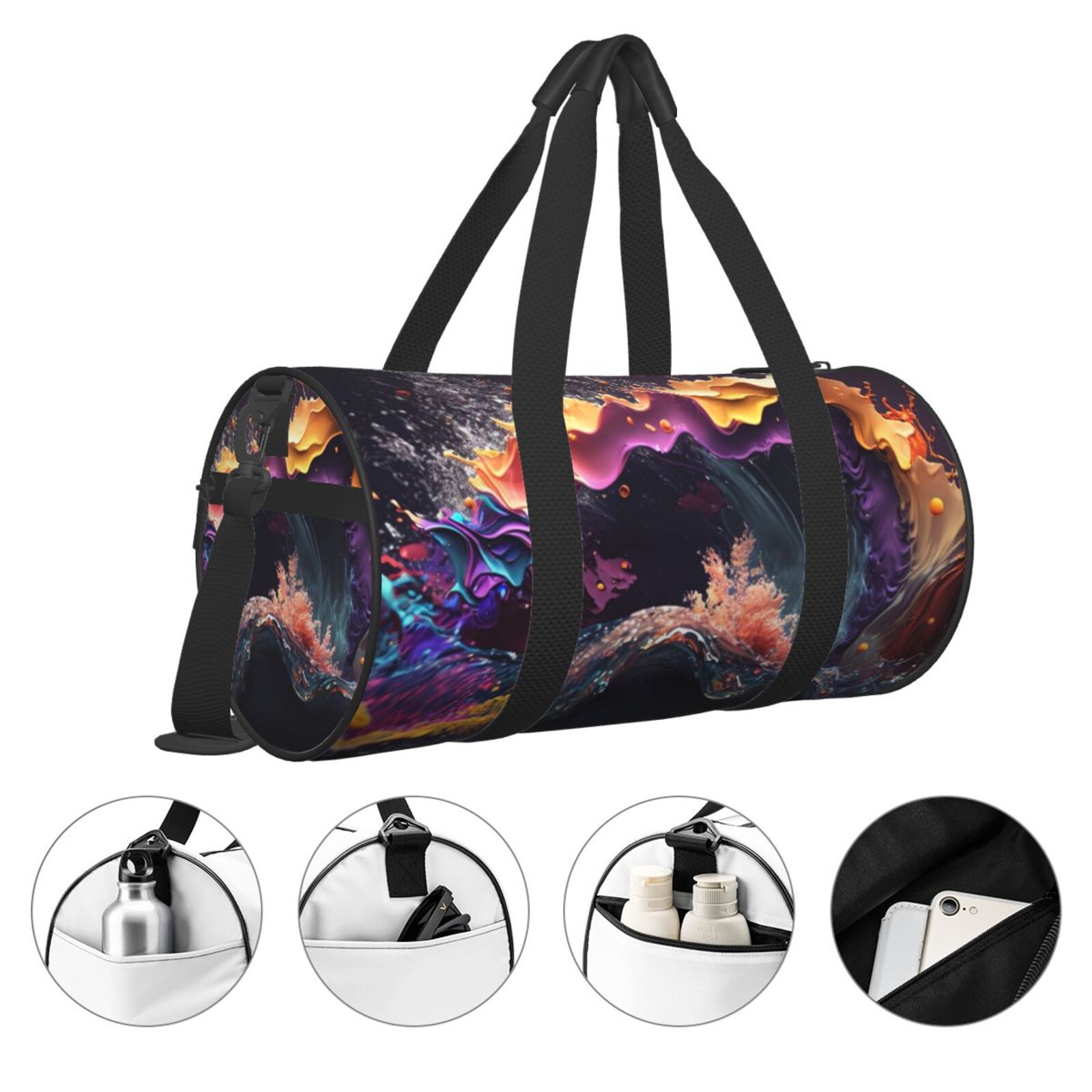 Vsdgher Explosive Fluid Splash Art 45L Foldable Duffel Bag, Sports Gym Bag,Overnight Bag, Portable Weekender Bag for Airplanes