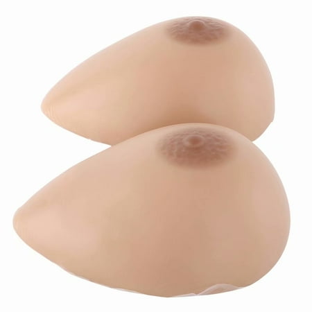 1 Pair BR-0650S Waterdrop Shaped Self-adhesive Medical Silicone Breast Forms Dark Nude Color D