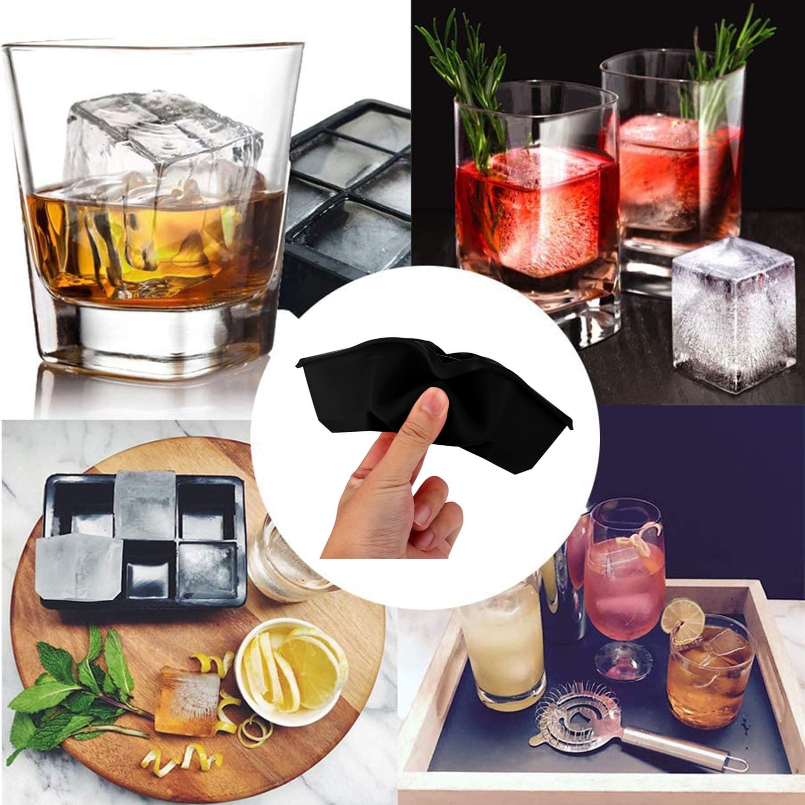 Ice Cube Tray with Lid, Silicone Ice Molds with Round, Square, Diamond,  Rose, Large Ice Cube Mold for Whiskey, Bourbon, Cocktails, Easy Release BPA
