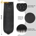 thumbnail image 2 of Creamily 4 PC Clip in Hair Extensions 20" Straight Long Extensions for Women Synthetic Hairpiece (Natural Black), 2 of 8