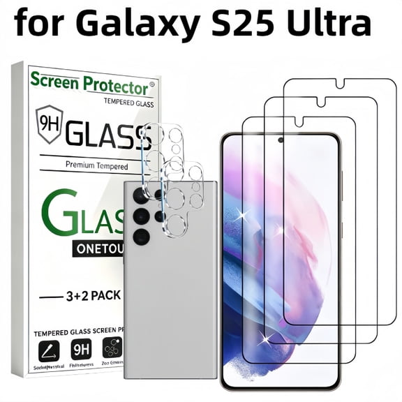[3 2 Pack] For Samsung Galaxy S25 Ultra Screen Protector and Camera Protector, Tempered Glass Flim, 9H Hardness, HD Clear, Bubble-free, Anti Scratch,Easy Installation(6.9 inches)