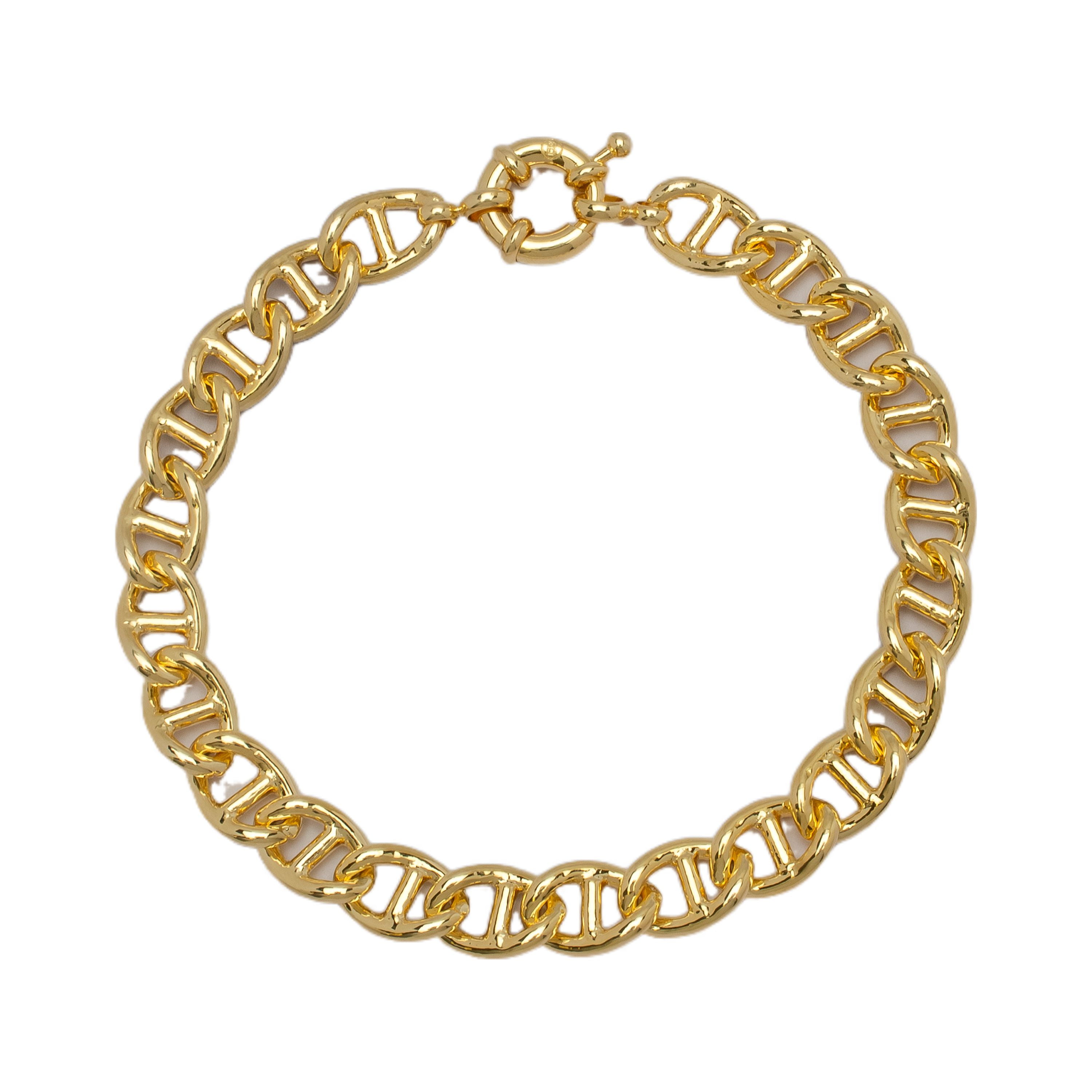 14k Yellow Gold Plated Anchor Link Chain Bracelet