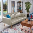 thumbnail image 2 of Weston Home Fosnavag Upholstered Convertible Split-Back Futon Sofa Bed with USB Charging Ports, Taupe, 2 of 11
