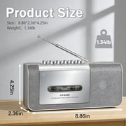 Jazmm Portable Cassette Recorder Player, AM/FM Cassette Tape Player with Built, in Loud Speaker, Microphone & 3.5mm Earphone Jack, AC/AA Battery Powered, Ideal Gift for Home