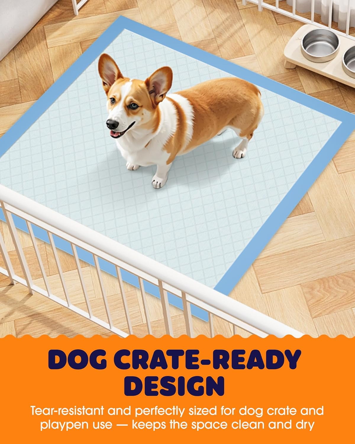 Powools Puppy Pads - Super Absorbent & Spill-Proof Pee Pads for Dogs with 6-Layer Material, Quick-Dry & Hassle-Free Potty Pads for Floors, Furniture, Vehicle, 22" × 22", 100 Packs