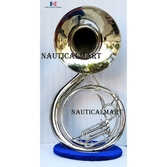 NauticalMart BB Flat Silver Sousaphone Tuba with Free Case 24" Nickel