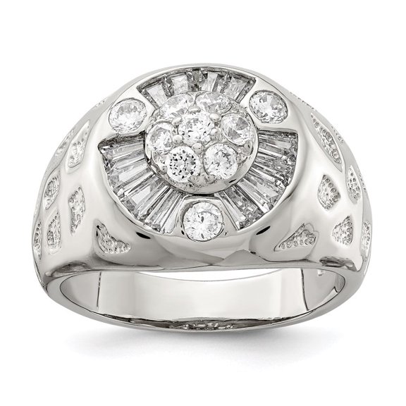 Auriga Fine Jewelry 925 Sterling Silver Polished Men's Synthetic CZ Ring Size 11