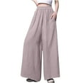 thumbnail image 2 of lmcalzta Pants for Women Wide Leg Elastic High Waist Loose Fitted Casual Trousers Fall Trendy Solid Color Baggy Pants with Pockets, 2 of 4