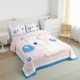 thumbnail image 3 of Homewish Cartoon Rabbit Bedding Comforter Set 2pcs for Preppy Children,Kawaii Animal Twin Comforter Sets Microfiber,Pink Blue White Breathable Bedding Set,Breathable Home Decor,Reversible, 3 of 8