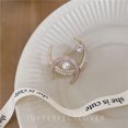thumbnail image 2 of nipocaio Broche Lune Broche Perle d'Eau Douce Doré Broche Parsemée de Zircons, 2 of 4