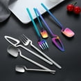 thumbnail image 6 of Hangable Silverware Set, Matte Black Flatware Cutlery Set Service for 2, Satin Finish 8 Piece Stainless Steel Utensils Set for Home and Restaurant, Dishwasher Safe - Colorful, 6 of 6