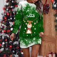 thumbnail image 2 of Wyzesi Robes Roses pour Douche Maxi Robe Chandail de Noël Imprimée pour Femme Col Rond Manches Longues Ample Sans Capuche Robe Décontractée Pyjama de Noël Costume, 2 of 5