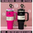 thumbnail image 6 of Straw Covers for Stanley Cup Accessories:Black Decorations for Stanley 30oz & 40oz Tumbler with Handle, Bling Letter Charms and Flower Silicone Straw Cap Topper, Trendy Stuff for Teen Girls and Women, 6 of 7