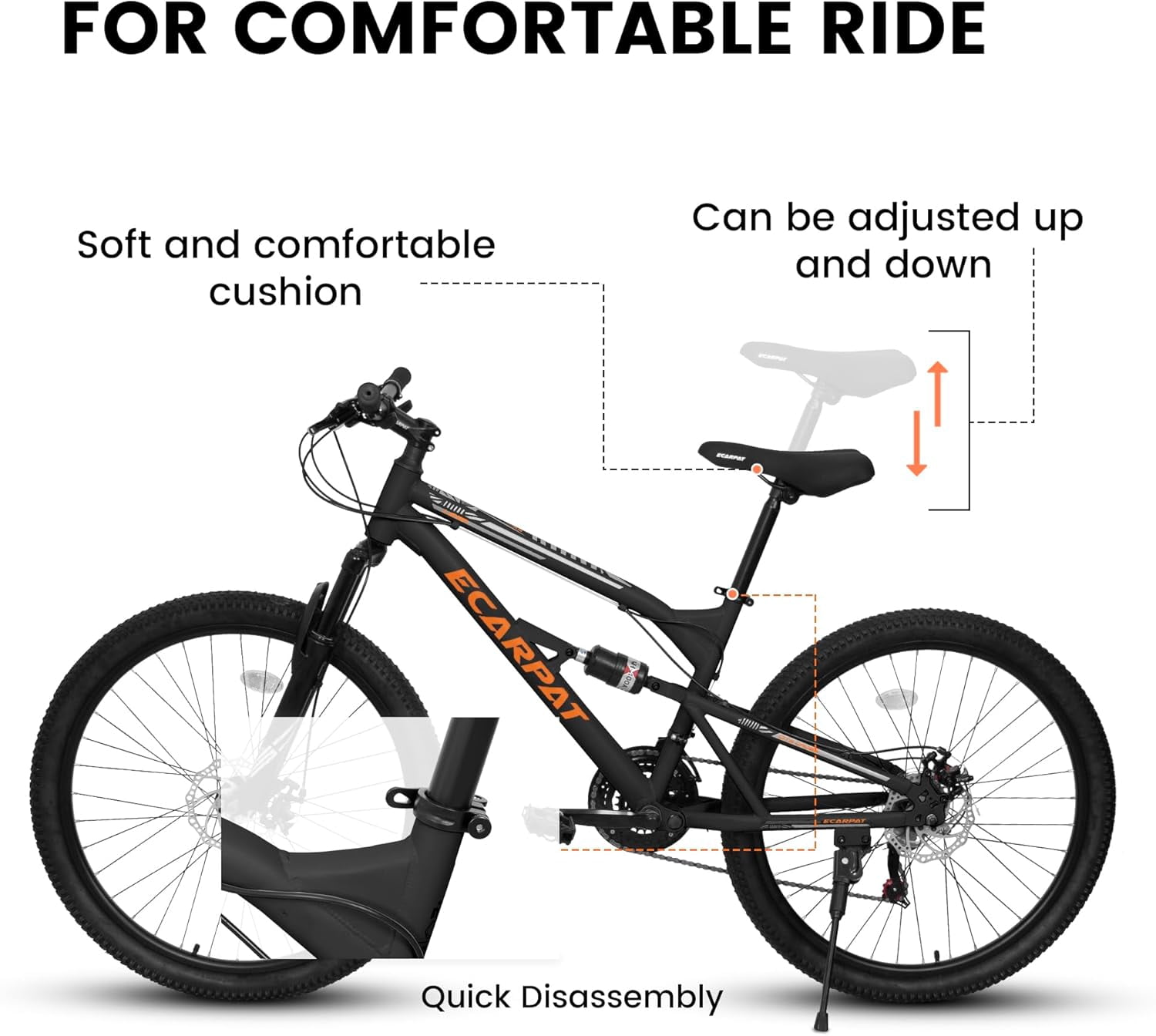 Ambifirner Mountain Bike, 26 Inch Bike,21-Speed Drivetrain, Aluminum Frame, Suspension Fork, Dual Shock Absorptio, Mechanical Disc Brakes, Ideal for Trail Riding & Touring, 85% Pre-Assembled
