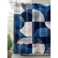 thumbnail image 2 of Abstract Art Shower Curtain Set ，Waterproof Fabric Shower Curtains Modernism Blue Gary Linear Color Block Shower Curtains for Bathroom,Bathroom Decor 72"x84", 2 of 6