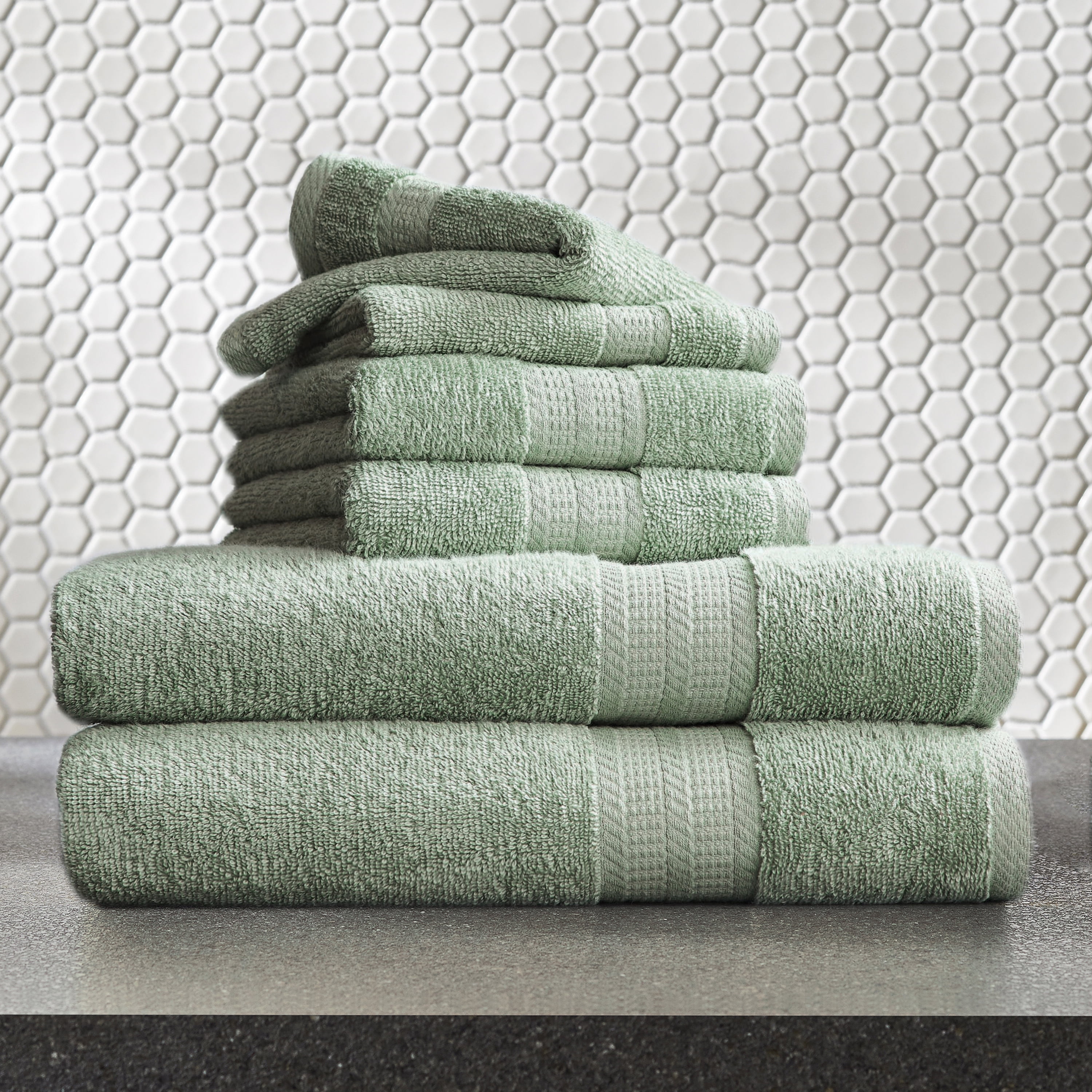 Better Homes & Gardens 6-Piece Bath Towel Set, Solid Green