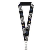 Cowboy Bebop Lanyard, Cowboy Bebop Spike and Vicious Pose and Title Logo Black Blue, Elastic