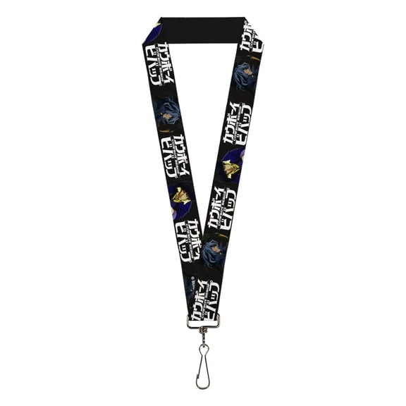 Cowboy Bebop Lanyard, Cowboy Bebop Spike and Vicious Pose and Title Logo Black Blue, Elastic