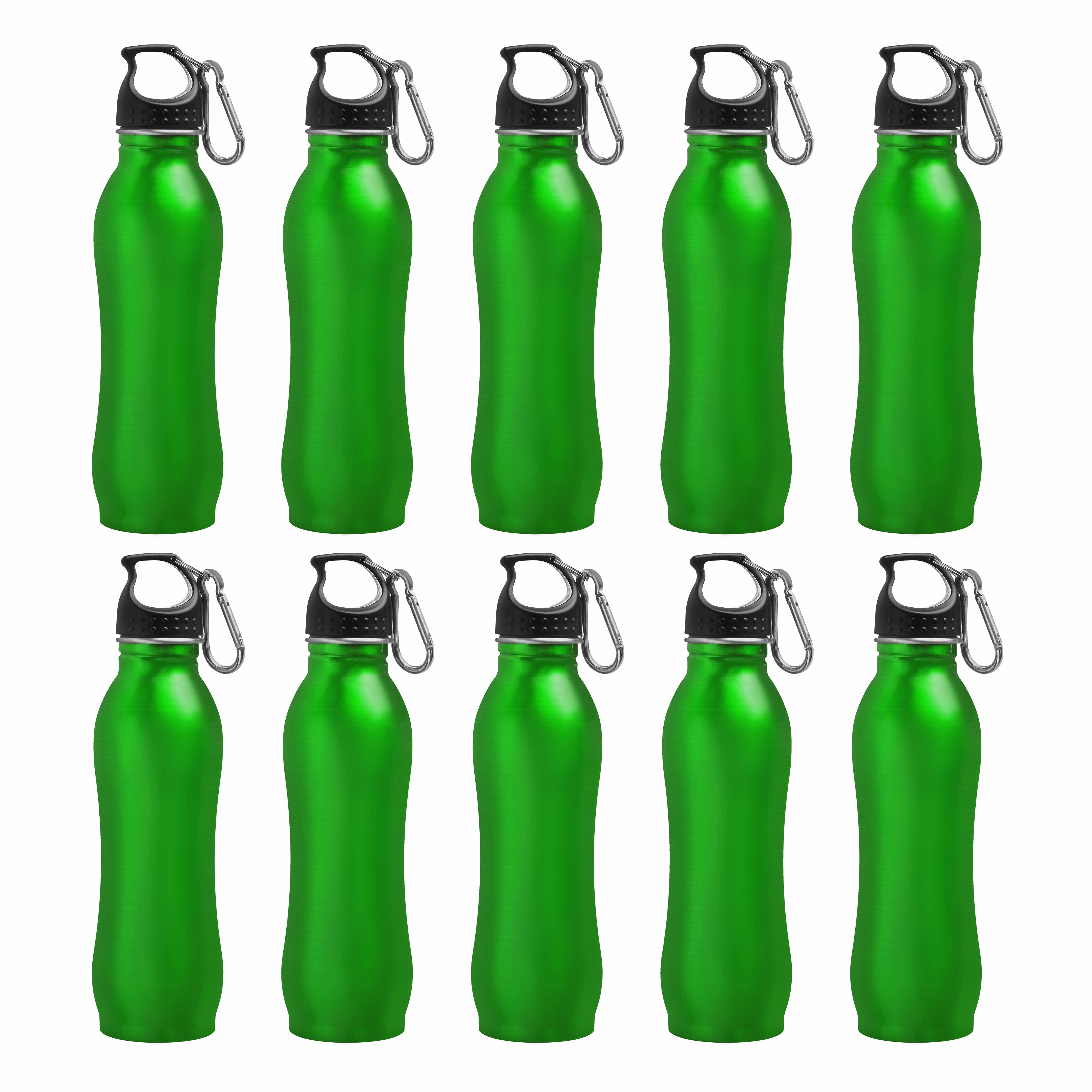 10 Stainless Steel Sports Water Bottles Set, 25 oz. Twiston Lid