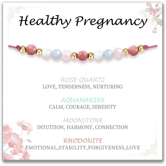 Healthy Pregnancy Gifts Natural Stone Bracelets for Pregnant Women, Pregnancy Gifts for Expecting Mom & First Time Mom, Mothers Day Christmas Jewelry