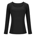 thumbnail image 4 of Letdown Womens Lace Square Neck Ribbed Long Sleeve T Shirt Slim Fit Soft Stretch Casual Top (Black,S), 4 of 6