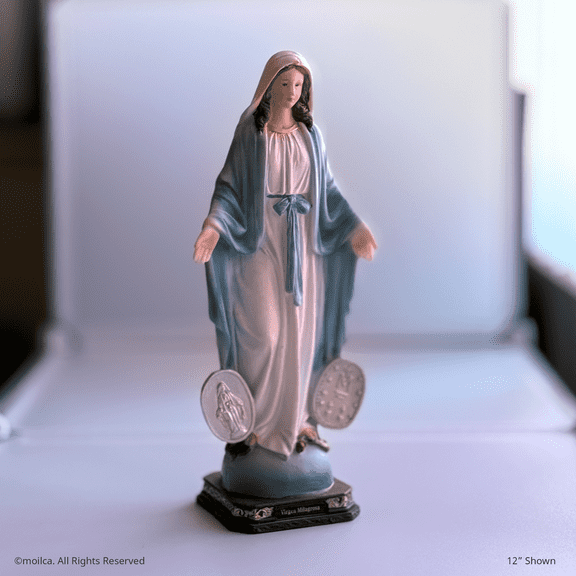 Our Lady of Grace Resin Statue - 12" tall Catholic Figurine | Virgen Milagrosa, Figura Catolica - Estatua de Resina