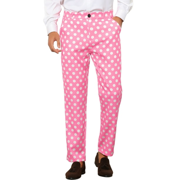 Pantalones formales de ajuste regular para hombres INSPIRE CHIC con estampado de lunares 34 Rosa