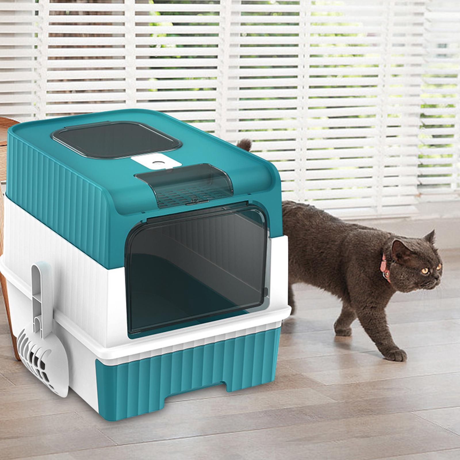 Hooded Cat Litter Boxes for Small, Medium and Large Cat, Easy Access Cat Litter Tray, Fully Enclosed Pet Litter Boxes blue