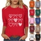 thumbnail image 1 of RKSTN Valentines Gift 3/4 Length Sleeve Womens Tops Oversized Crewneck Valentine Day Loves Heart Graphic Print Short Sleeve T Shirt Womens Casual Plus Size Round Neck Three Quarter Sleeve Tee Shirt, 1 of 6