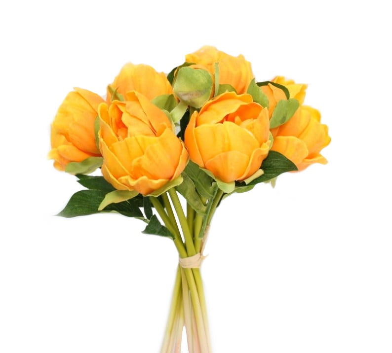Real touch Peony Bouquet6 blooms 2 buds orange