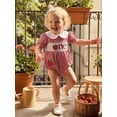 thumbnail image 4 of BemeyourBBs Baby Girl First Birthday Outfit One Years Old Birthday 1st Birthday Clothes Plaid Smocked Bubble Romper Bee Strawberry Embroidered Doll Collar Short Sleeve Infant Playsuit Jumpsuit, 4 of 9