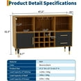 thumbnail image 4 of 47 Inch Coffee Bar Cabinet, Wood Liquor Cabinet with Storage, Charging Station & RGB LED Light, Modern Bar Table Furniture for Dining Room Living Room Apartments, 4 of 7