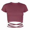 thumbnail image 4 of Ulitacool Womens T Shirts Short Sleeve Solid Color Round Neck Tops Charm Clothing L Brick Red, 4 of 4