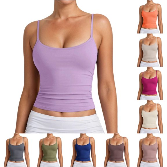 Gunia Spaghetti Strap Women'S Tank Tops Adjustable Camisole Top Ribbed Knit Sleeveless For Casual Wear Layering Cami Tops For Women Light Purple