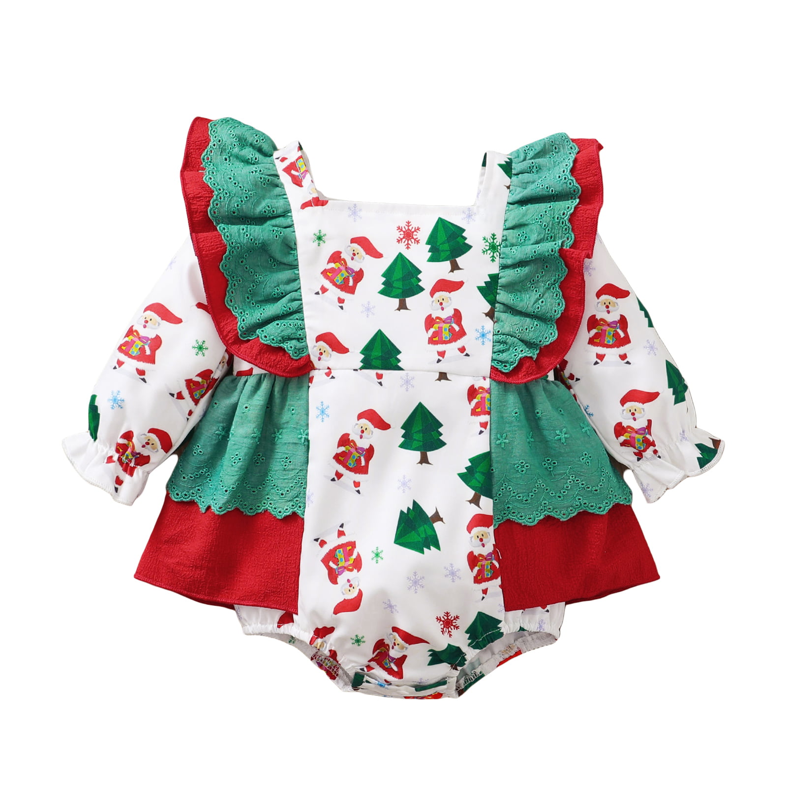Baby-Infant-Girl-Ruffle-Long-Sleeve-Romper-Playsuit-Christmas-12 months 